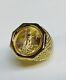 14k Yellow Gold Plated Men's 20 Mm Beautiful Coin American Eagle Vintage Ring