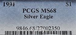 1991 American Silver Eagle PCGS MS-68 RAINBOW MONSTER TONED