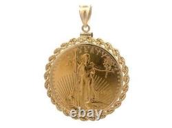 1993 American Eagle Coin Shape Pendant Without Stone Yellow Gold Plated Silver