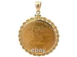 1993 American Eagle Coin Shape Pendant Without Stone Yellow Gold Plated Silver