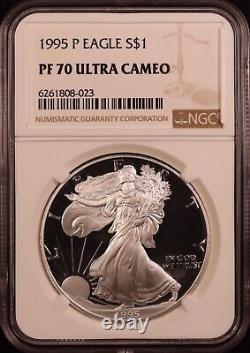 1995-P Proof Silver Eagle NGC PF70 Ultra Cameo Tough Date! Gorgeous Coin