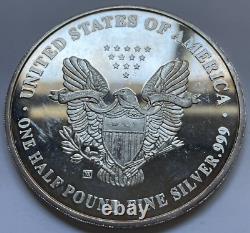 1997 ONE HALF POUND. 999 Fine Silver Giant American Silver Eagle Design TONED