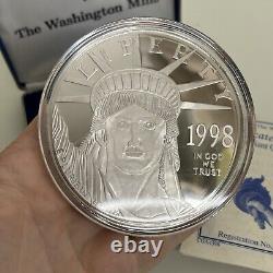 1998 GIANT QUARTER-POUND 4 OZ. 999 SILVER EAGLE LAYERED IN PLATINUM COA Coin