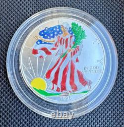 1998 Silver Eagle Walking Liberty enamel 1oz 999 FINE SILVER US coin WOW! Sealed