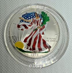 1998 Silver Eagle Walking Liberty enamel 1oz 999 FINE SILVER US coin WOW! Sealed