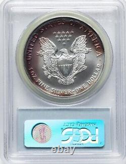 1999 Silver Eagle Dollar PCGS MS65 Great Red Sunset Tone Shiny Frosty Devices