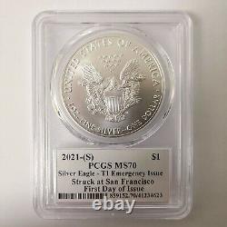 1 oz 2021-S Type 1 Emergency Issue American Silver Eagle Founders Mark MS70 Coin