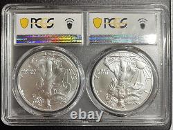 1x2021 Silver Eagle Type 1 & 2 Last And 1st Production West Point Mint PCGS MS70