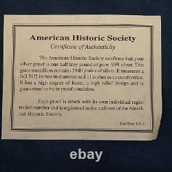 2000 American Historic Society Half Troy Pound Silver Eagle Free Shipping USA