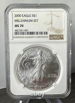2000 Silver American Eagle Millennium Set S$1 MS70 NGC