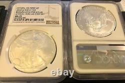 2008-W ANNUAL $1 SET burnished SILVER EAGLE NGC MS70 NGC New Brown LABEL