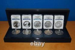 2011 American Eagle 25th ANNIVERSARY COIN SET of 5 Early Releases NGC MS70