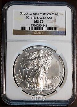 2011-S $1 Silver American Eagle MS 70 Struck at SFMint NGC # 3546050-445 + Bonus