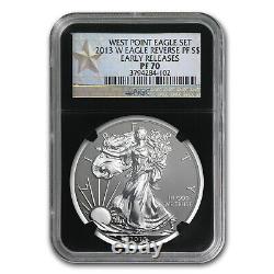 2013 2-Coin Silver Eagle Set SP/PR-70 NGC (ER, West Point, Blk) SKU #82679