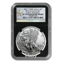2013 2-Coin Silver Eagle Set SP/PR-70 NGC (ER, West Point, Blk) SKU #82679