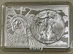 2017 American Silver Eagle $1 Dollar Coin & 2 Oz Silver Bar Set In Capsule