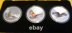 2019 $30 Fine Silver Coin-Majestic Birds in Motion-Geese-Eagle-Owl 3 Coins Set