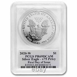 2020-W Proof Silver Eagle PR-69 PCGS (FDI, V75 Privy, WW2 Label) SKU#272215