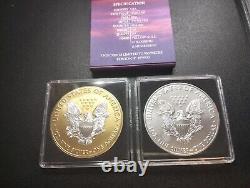 2021 American Silver Eagle Type 1. 1 OZ (2 COIN LOT)Sunset Colourised # 500 + BU