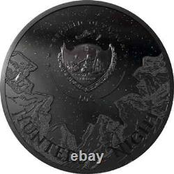2021 Palau Hunters by Night Eagle Owl 2oz Silver Obsidian Black Mintage of 888