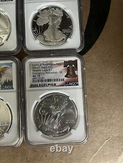 2021 Silver Eagle set PF-70, MS-70 T1 & T2 Proof and reverse Proof