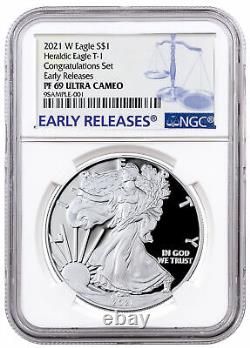 2021 W $1 Proof American Silver Eagle Congratulations Set Type-1 NGC PF69 ER T-1
