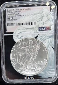 2021-s Silver Eagle Heraldic T-1 Emergency Production Ngc Ms70 Lady Liberty Pop