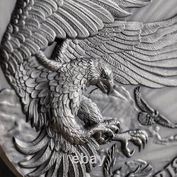 2023 Ghana Life Quotes Eagle and Raven 2oz Silver Antiqued Coin Mintage of 500