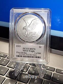 2023 SILVER EAGLE T1 FS 1 OF 500 T. CLEVELAND PCGS MS70#graded#coin#freesnip