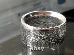 2023 US silver eagle Coin Ring Made From. 999 1 oz Silver Coin polished patina