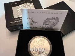 2023 W 99.9 % 1oz FINE SILVER AMERICAN SILVER EAGLE WITH OGP+COA. FROM US MINT