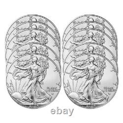 2024 1 oz American Silver Eagle Coin. 999 Fine (BU) Lot of 10 SHIPPING NOW
