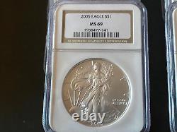 20 Silver Dollars Ngc Ms69 Graded American Eagle 1986-2005 From My Collection