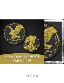 AMERICAN EAGLE Gold & Black Platinum 1 Oz Silver Coin 1$ USA 2024