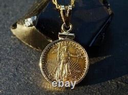 American Eagle Coin Liberty Pendant Free Chain 14k Yellow Gold Plated Silver