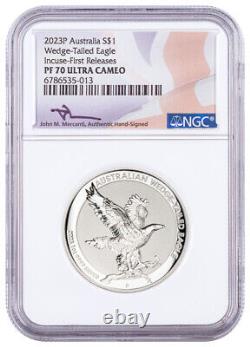 Australia 2023-P $1 1-oz Silver Wedge-Tailed Eagle Incuse NGC PF70 UCFR Mercanti