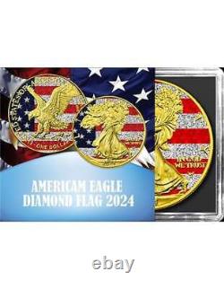 DIAMOND FLAG American Eagle 1 Oz Silver Coin 1$ USA 2024