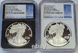 Duo (2 Coins) 2016 W Proof Silver Eagle Ngc Pf70 30th Anniversary Le 1st D O I