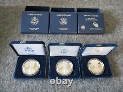 Lot(3) 2007/2010/2012 Us Mint W American Eagle One Oz 99.9% Silver Proof Coins