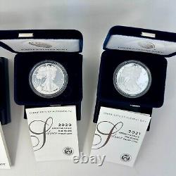 Lot of (6) American Silver Eagle Proof Coins 2016 2021 All with COA & OGP