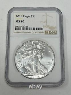 Pair of 2018 American Silver Eagle NGC MS 70 Consecutive Serial M24