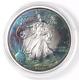 Purple Cyan 2013 American Silver Eagle Coin Natural Rainbow Toning Capsule 1oz