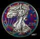 Silver American Eagle Coin Colorful Rainbow Toning #a817