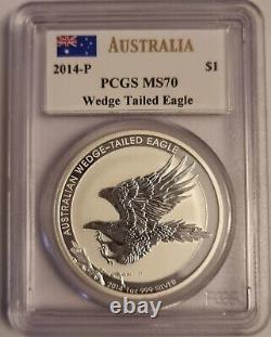 1 oz 2014 Pièce d'argent MS70 Australie 1 oz Aigle à queue en coin australien PCGS