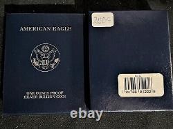 2004w US MINT. 999 SILVER PROOF COIN AMERICAN EAGLE ONE (1) OUNCE +BOÎTE/ÉTUI/COA
