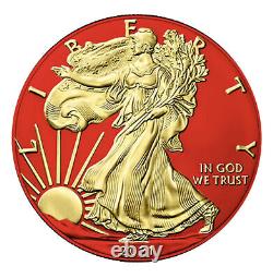 2021 Space Red/24K Gold 1 oz Silver Eagle T2 $1 Coin Space Metals (RARE)  
<br/>

2021 Espace Rouge/Or 24 carats 1 oz Aigle d'argent T2 Pièce de 1 $ Métaux de l'espace (RARE)