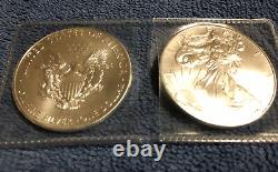 2x 2014 United States Silver Eagle 1oz 999 Pièces de monnaie en argent fin de Bullion San Francisco Mint