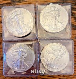 4 quantités 2014 American Silver Eagle dans un support 4 Troy Oz. 999 Argent Fin