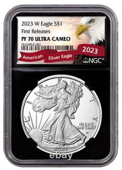 Aigle américain en argent 1 oz. 2023-W 1 $ NGC PF70 UC FR Étiquette d'aigle noire