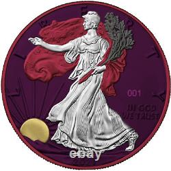 Aigle d'argent américain 1 oz 2021 Space Red T1 $1 Coin Space Metals II (RARE)